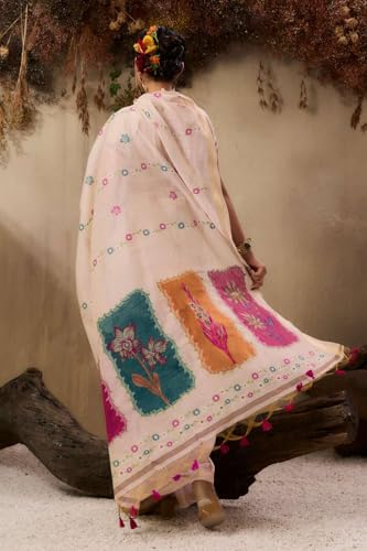 Image of SGF11 Women's Soft Cotton Linen Silk Saree With Unstitched Blouse Piece