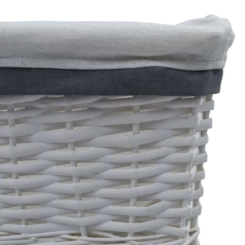 Panier de rangement en osier blanc stop désordre bac rectangulaire gain de place