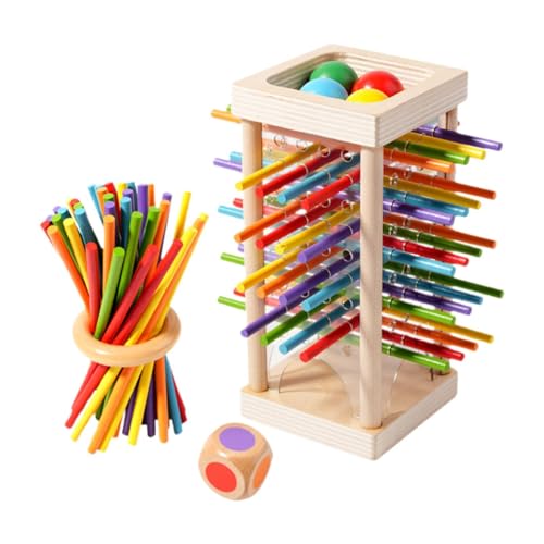 LOL-FUN 【2025新登場】スティッキー ゲーム 木製バランスゲーム 棒倒しゲーム バランスゲーム 木製おもちゃ 知育玩具 集中力 テーブルゲーム パーティーゲーム 【大人から子供まで楽しめる】 子供 玩具 木 スティック 積み木 旅行用 ストレス解