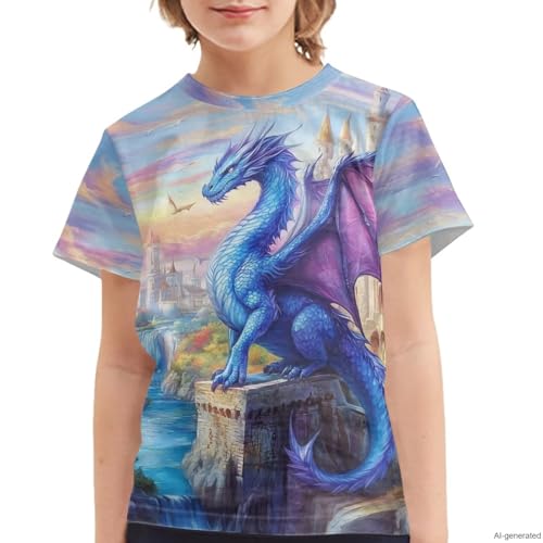 Image of WELLFLYHOM Kids Tshirts Girls Boys Short Sleeve Crewneck Tees Shirts Casual Sport Pullover Tops Size 3-16 Years
