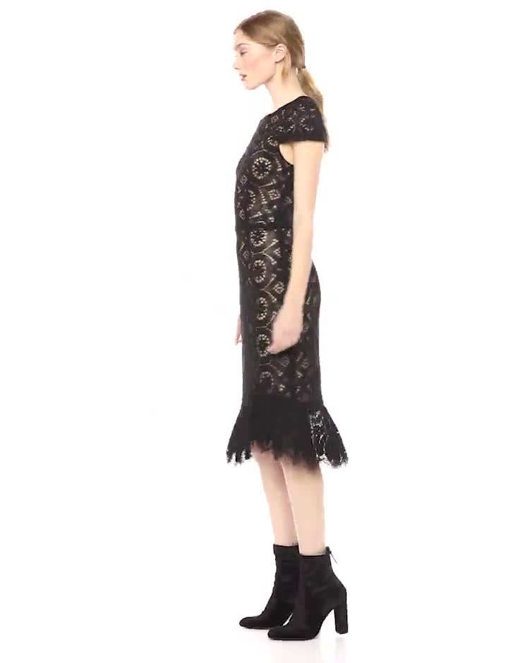 chinese dress ladies Vintage Betsey Johnson Black Lace & Tulle Embroidered Evening Dress – Modig