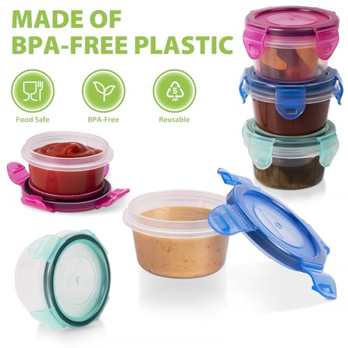 Freshmage Salad Dressing Container to Go, [6 Pack] 2.7 oz Small Condiment Containers with Leakproof Lids for On-the-Go Meals, Reusable Sauce Containers BPA-Free