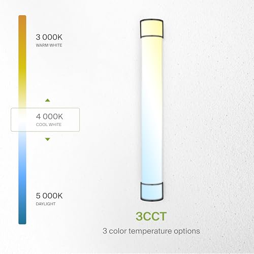 Image of ASD LED 48 inch Vanity Flush Mount Light Fixture, Linear Bathroom Lighting Bar | 3CCT, Dimmable, Energy Star, ETL Listed | 35W 3200LM 3000-5000K 120V | Long Bath Wall Sconce Over Mirror | Black, 2 Pack