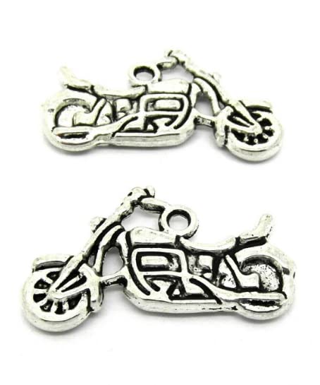 4 Tibetan Silver Motorcycle Motorbike Bike Biker Charms Beads Jewellery Making 25mm x 20mm