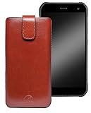 Favory Original Etui Tasche für Cyrus CS40 Leder Etui Handytasche Ledertasche Schutzhülle Hülle Hülle Lasche mit Rückzugfunktion* in braun