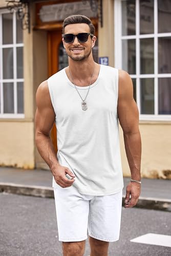 COOFANDY Sleeveless T Shirt Men Athletic Training Gym Shirts Vest Bodybuilding Muscle T-Shirt Black/White L - Image 3