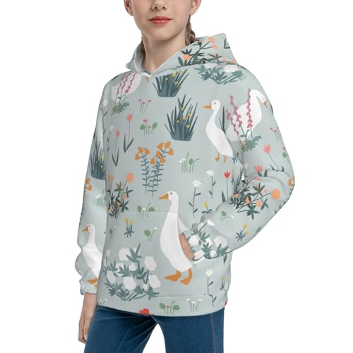 Goose and Doodle Flowers Kid Hoodies Boys Sweatshirts Girls Pullover with Pocket2
