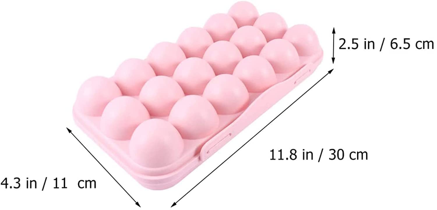 HAKKU Plastic for Fridge Egg Holder for Fridge/Freezer, Stackable Egg Tray With Lid, Egg Storage Box Carrier, BPA-Free Fridge Organizer 18 Grid Eggs (Pink, MIN 2 Quantity) 2