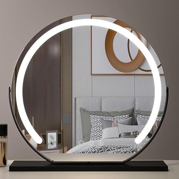Lustro LED 30 cm 3-kolorowe ściemniane podświetlane lustro do makijażu o 360 obracane o 360 do toaletki i sypialni