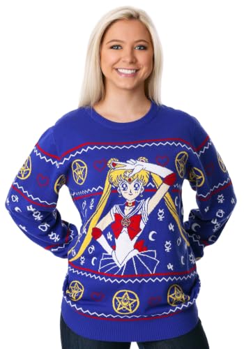 Adult Sailor Moon Ugly Christmas Sweater Japanese Anime Holiday Xmas Crewneck Festive Christmas Sweaters 2X