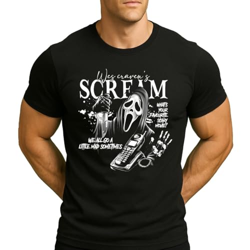 Scream T-shirt pour homme avec motif de films d'horreur pour Halloween, Noir , M