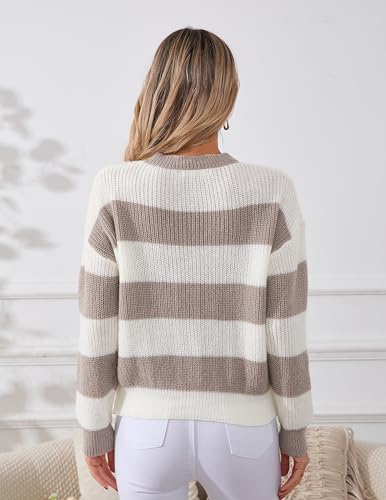Women's Thick Striped Colorblock Sweater, Fall Spring Sweater Tops, Oversized, Elasticity, Soft, No Pilling, Lightweight3