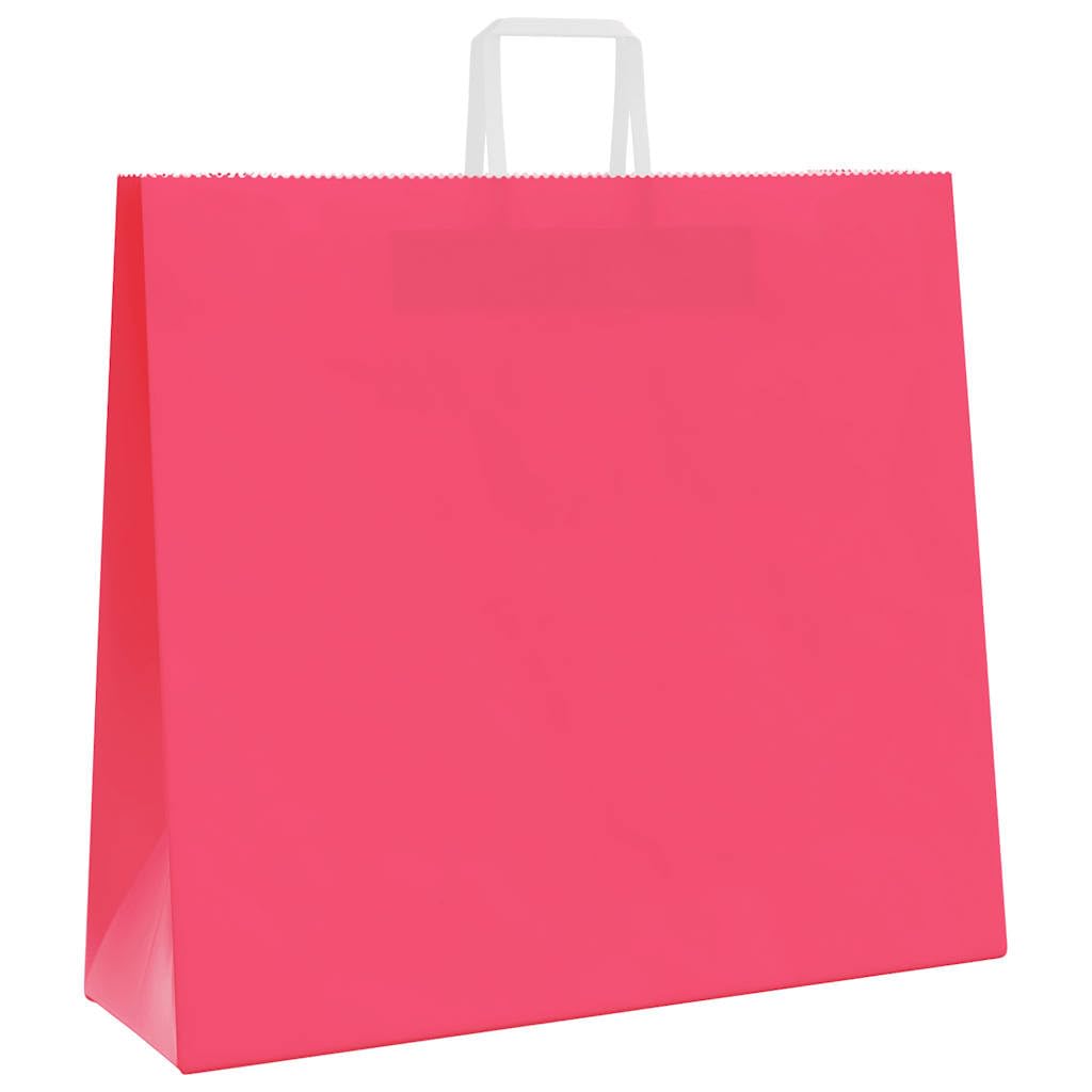 Różowe torby papierowe kraft 54 x 15 x 49 cm z uchwytami linowymi, 250 sztuk, na imprezy, prezenty i zakupy