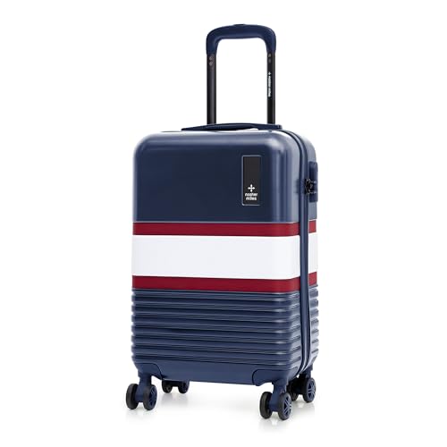 Image of Nasher Miles Mexico Hard-Sided Polycarbonate Cabin Luggage 20 inch | 55cm | 8 Wheels Small Trolley Bag for Travel | Suitcase (Navy Blue White)