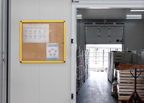 Vitrine de communication jaune 6 x A4 panneau liège verrouillable - 2