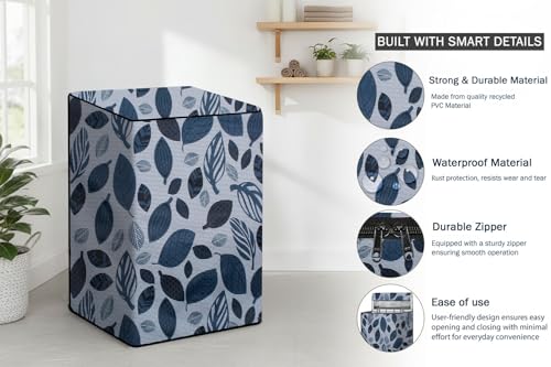 Image of Stylista Top Load Fully Automatic Washing Machine Cover Suitable for Lloyd 6.5 kg, 7 kg & 7.2 kg Ditzy Pattern Grey Base