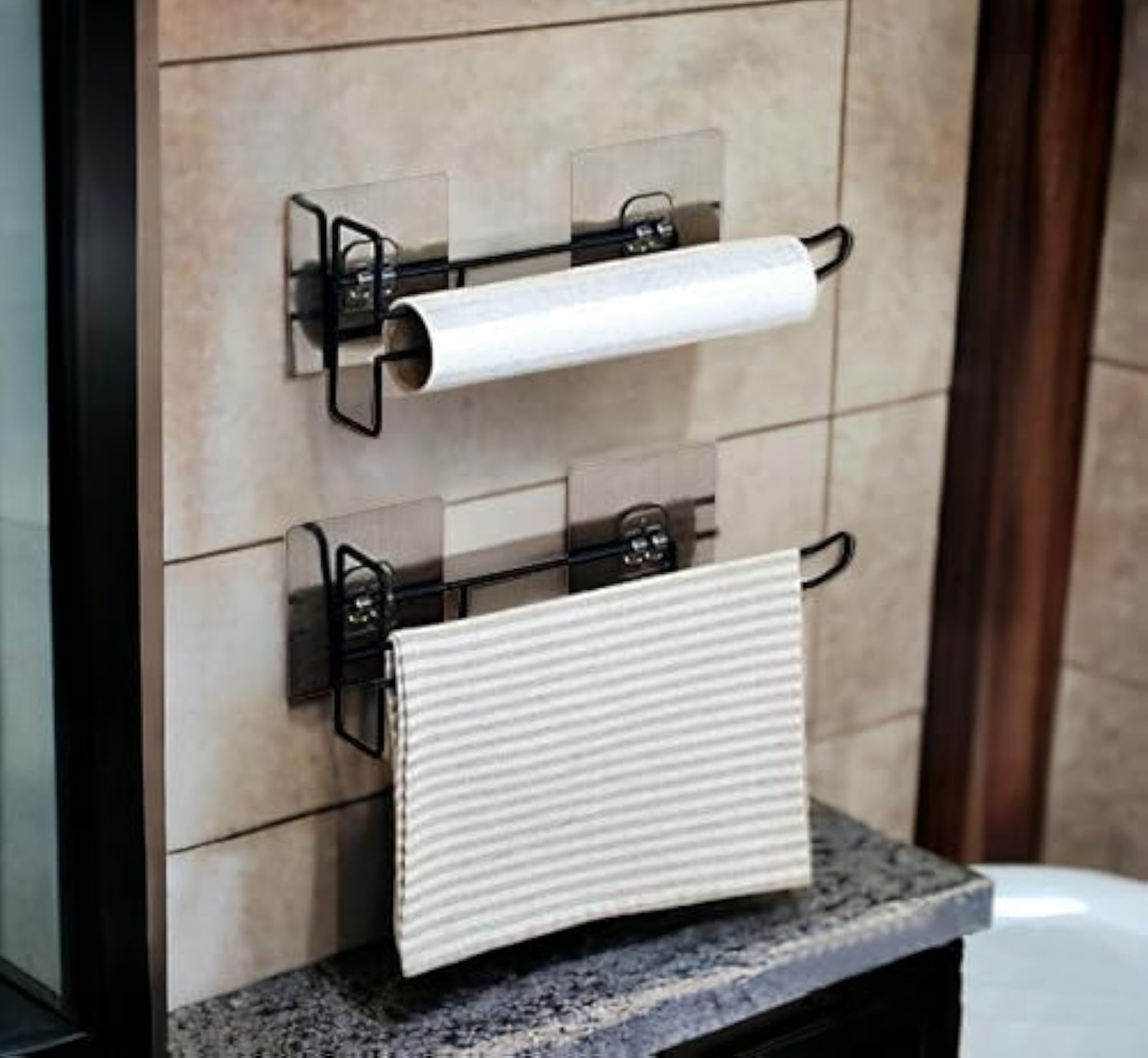 Self Adhesive 3 in 1 Multi Functional Kitchen Rack