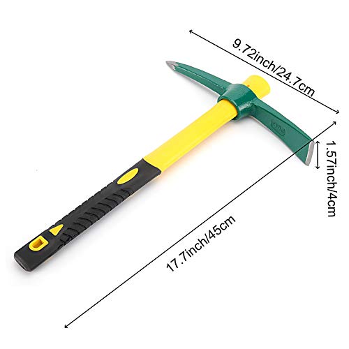 Zoenhou 17.7 Inch Pick Mattock Hoe, Forged Garden Pick, Weeding Mattock Hoe Agriculture Hand Tools With Heavy-Duty Fiberglass Handle For Weeding Cultivating Camping Or Prospecting #TOP1