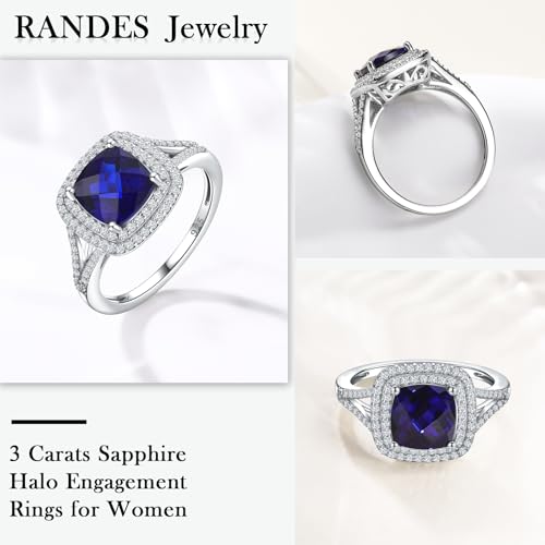 Birthstone Rings for Women 925 Sterling Silver Created Gemstone Cubic Zirconia Ring Heart/Pear/Round/Cushion/Emerald/Oval Engagement Double Halo Ring Size 6 to 104