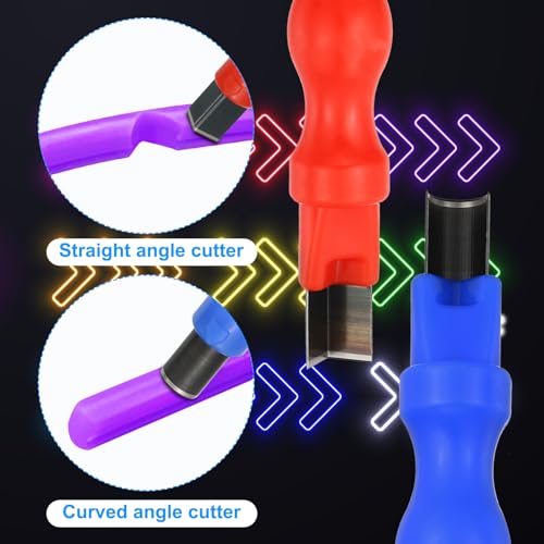 Image of PATIKIL Neon Light Cutter, 2 Pack Cutting Tool Includes 1 Straight and 1 Curved for Neon Flexible Light, Split LED Silicone Light Strip Hand Tool