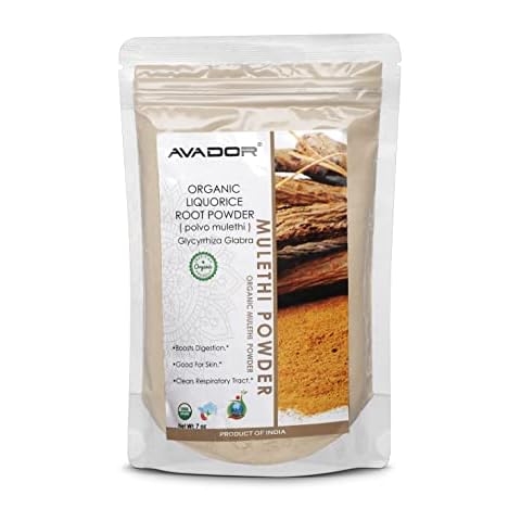 Avador USDA Certified Organic All Natural Mulethi Powder 200 Grams | Licorice Powder | Glycyrrhiza Glabra | Non GMO | Gluten Free Cover