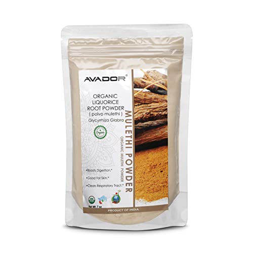 Avador USDA Certified Organic All Natural Mulethi Powder 200 Grams | Licorice Powder | Glycyrrhiza Glabra | Non GMO | Gluten Free
