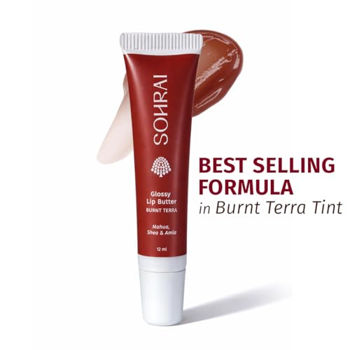 Image of Tinted Glossy Lip Butter - Burnt Terra 12ml | Amla & Mahua Oil Infused | For Dry & Chapped Lips | For Pigmented Lips