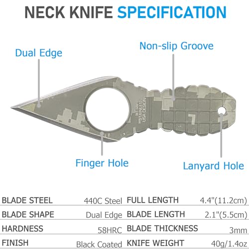 Image of Mini EDC Pocket Neck Knife with Chain and Sheath w /Pocket Clip, Ultra Small Fixed Blade Knives Tactical Necklace Knife for Men, Utility Box Cutter Outdoor Camping Backpacking Knives