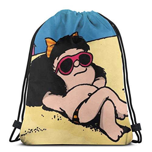Fgjfdjj Mafalda Dormida Mochila con cordón con Cinch para Gimnasio Compras Deporte Yoga