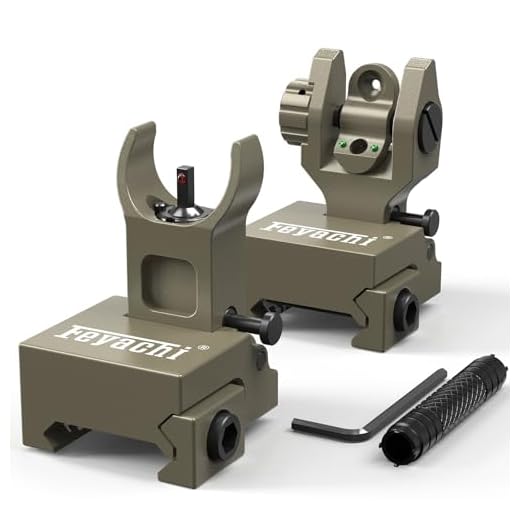 Feyachi S27 Fiber Optic Iron Sights Flip Up Front and Rear Sites with Red and Green Dot Picatinny Backup Sight Set (Sand)