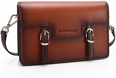 Genuine Leather Crossbody Bags for Women Small Brown Shoulder Purses Little Satchel with Paint Design