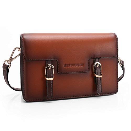 Genuine Leather Crossbody Bags for Women Small Brown Shoulder Purses Little Satchel with Paint Design