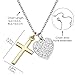 Lauren-Spencer Cross Necklace for Women Silver Gold Plated Dainty Cross Heart Necklace Lords Prayer Cross Pendant Faith Necklace Christian Religious Jewelry for Women Birthday Christmas (Cross and Heart Pendant-Silver Plated)