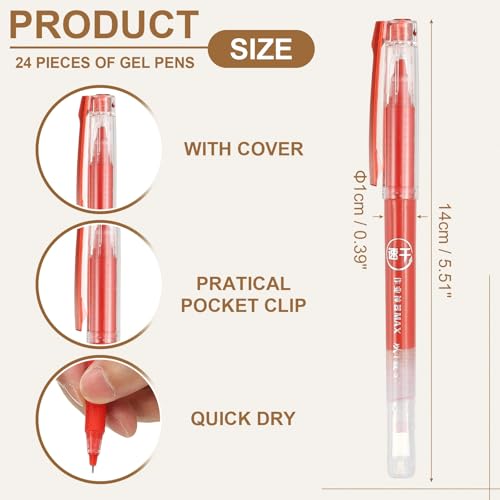 Bolígrafos de gel 0.5mm pack 24 tinta roja PATIKIL miniatura 2