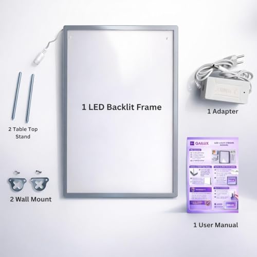 Image of QAILUX Led Light Frame for Advertising Super Thin Frame Board Display Inner Film Exchangable for Restaurant Cafe Beer Bar Shop (A5)