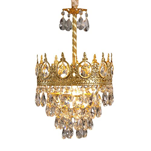 Lustre en cristal couronne dorée luminaire suspendu