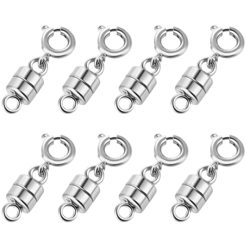 8 Pack Silver Magnetic Jewelry Clasps - Strong Magnetic Connectors for Necklace/Bracelet/Anklet Making | DIY Craft Findings (2CM)
