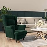 BARULUOAKLIFE Dark Green Velvet Recliner Armchair with Manual Adjustable Reclining Mechanism, Modern Living Room Chair with Padded Seat Cushion and Armrests, Space Efficient Design
