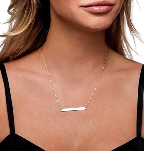 Miniatura 2 de Delicate Long Coordinates GPS Skinny Name Plate Necklace 14K Gold Fill, 925 sterling Silver or 14K Rose Gold fill Personalized Thin Horizontal Bar