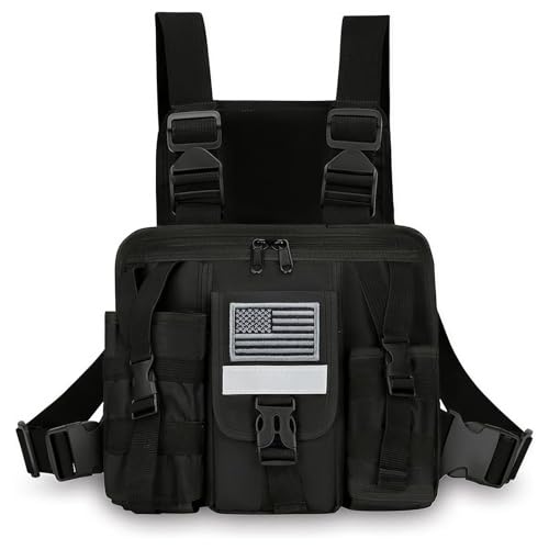 LUITON Radio Chest Harness with Reflective Strips Shoulder Holster Radio Vest Holder Two Way Radio Vest Rig Walkie Talkie Case