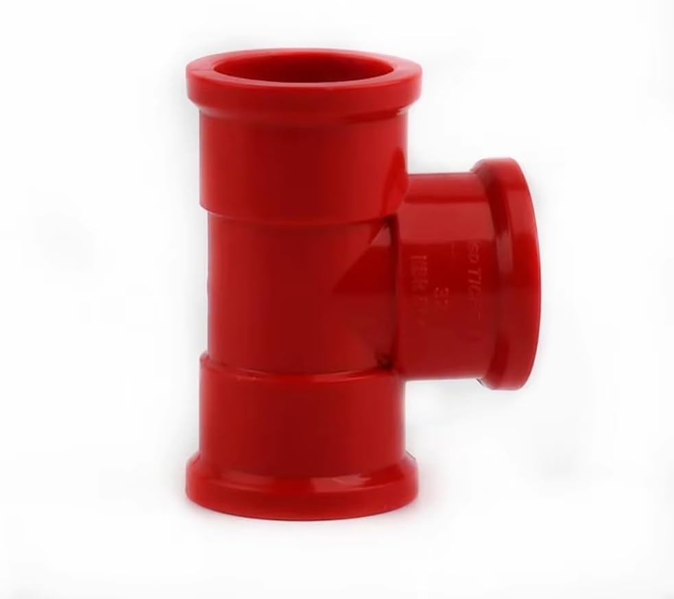 2pcs 50cm Red UPVC Pipes for Garden Irrigation, Aquarium, and DIY Water Supply - Versatile Compatibility (20-50mm O.D)(25mmx2pcs PVC Tee)