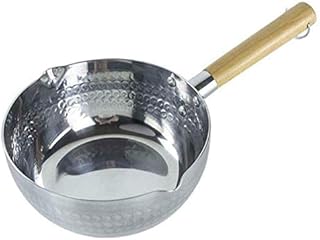 Valink Stainless Steel Saucepan Instant Noodle Pot Milk Pot with Wooden Handle Nonstick Soup Pan, Heat-Resistant Cooking Pan Pour Kitchen Tool