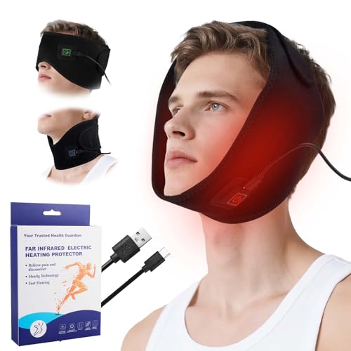 Face Heating Pad for TMJ Relief and Jaw Comfort, USB-C Heated Wrap with 3 Heat Levels 45–60℃, 10s Fast Heating Mask for Soothing Warmth, Facial Muscle Relaxation and Jaw Support