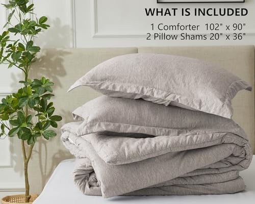 image for CozyLux King Size Comforter Set - 3 Pieces Linen Soft Luxury Cationic 