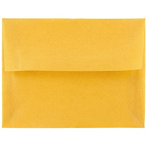 JAM PAPER A2 Translucent Vellum Invitation Envelopes - 4 3/8 x 5 3/4 - Gold - 50/Pack