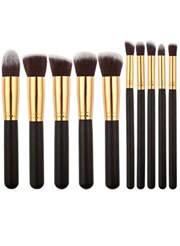 Jasvon Foundation, Eyeshadow Makeup Brush set of 10 | Natural Combo | Professional Makeup Brushes