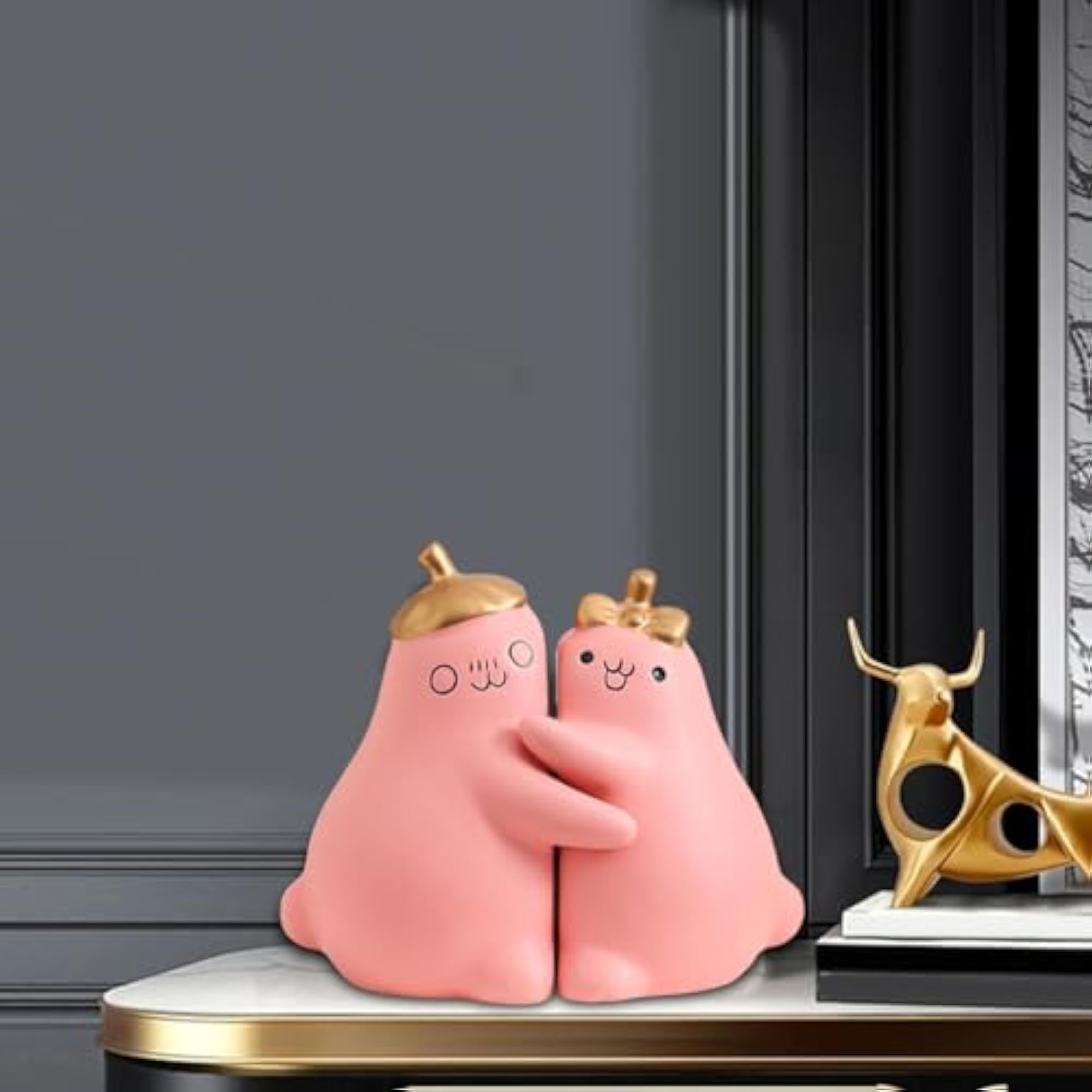 Ceramic Hugging Pear Bookend for Modern Decor