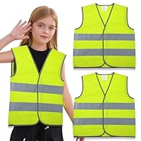 2PCS High Visibility Safety Vest, Hi Vis Vests for Kids, High Visibility Vest for Children with Reflective Strips, School Safety Vest (S)