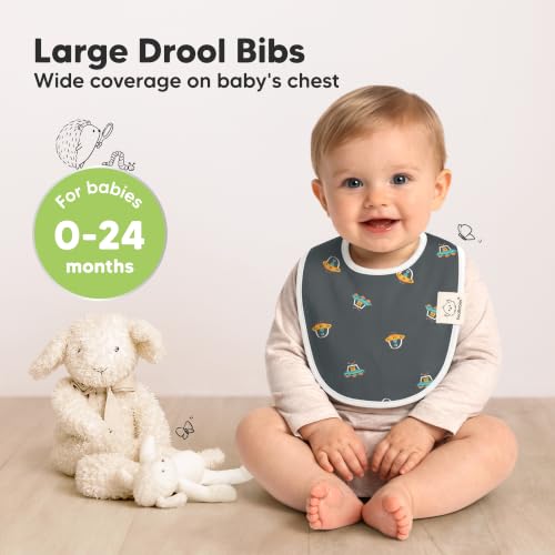 Image of KeaBabies 8-Pack Organic Baby Bibs for Drooling and Teething (Cosmo) | Soft Cotton Bibs for Baby Girl, Boy, Extra Absorbent, Easy to Clean & Put On, Toddler, Newborn, Infant 0-24 Months