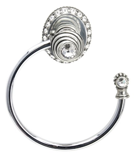 Buy 2 get 3 Carpe Diem Hardware Carpe Diem 1848-9C Cache' II Lrg towel ring right w/side crystals (lrg escutcheon) made with swarovski elements Chalice Chalice